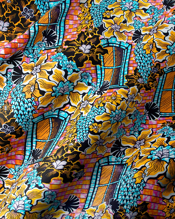 Vibrant patterned fabric bold yellow grand super-wax vls7072.007