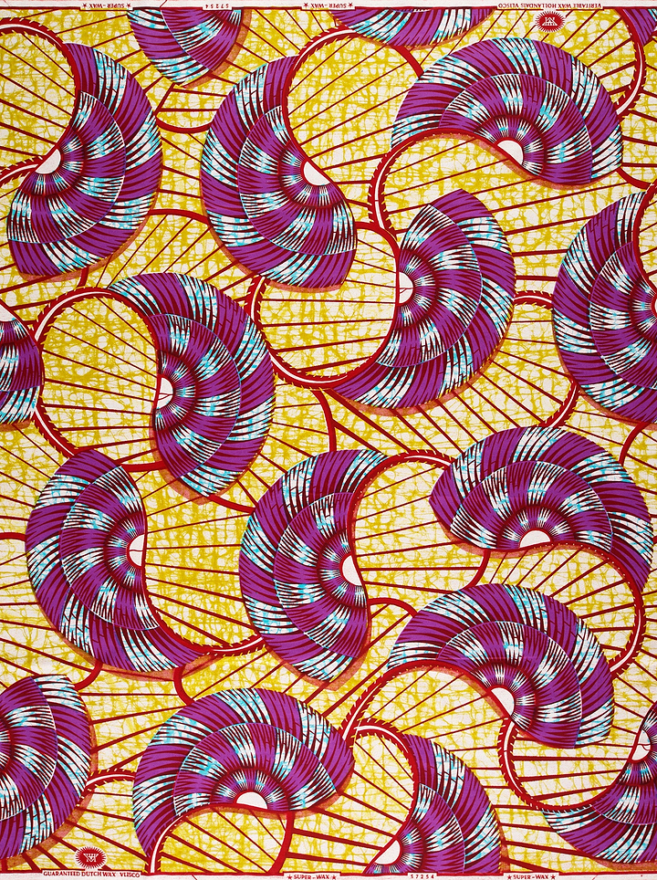 Vibrant purple teal fan-shaped patterns super-wax vls7254.001