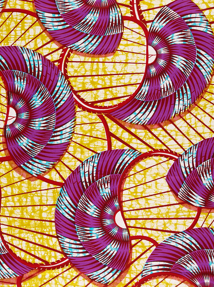 Vibrant purple teal spiral-patterned fabric super-wax vls7254.001