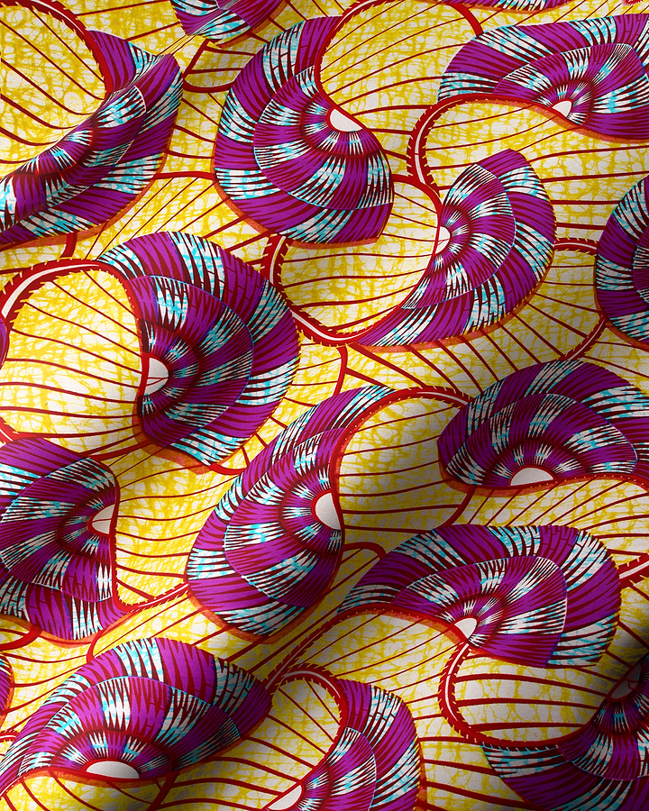 Vibrant purple teal fan-shaped patterns super-wax vls7254.001