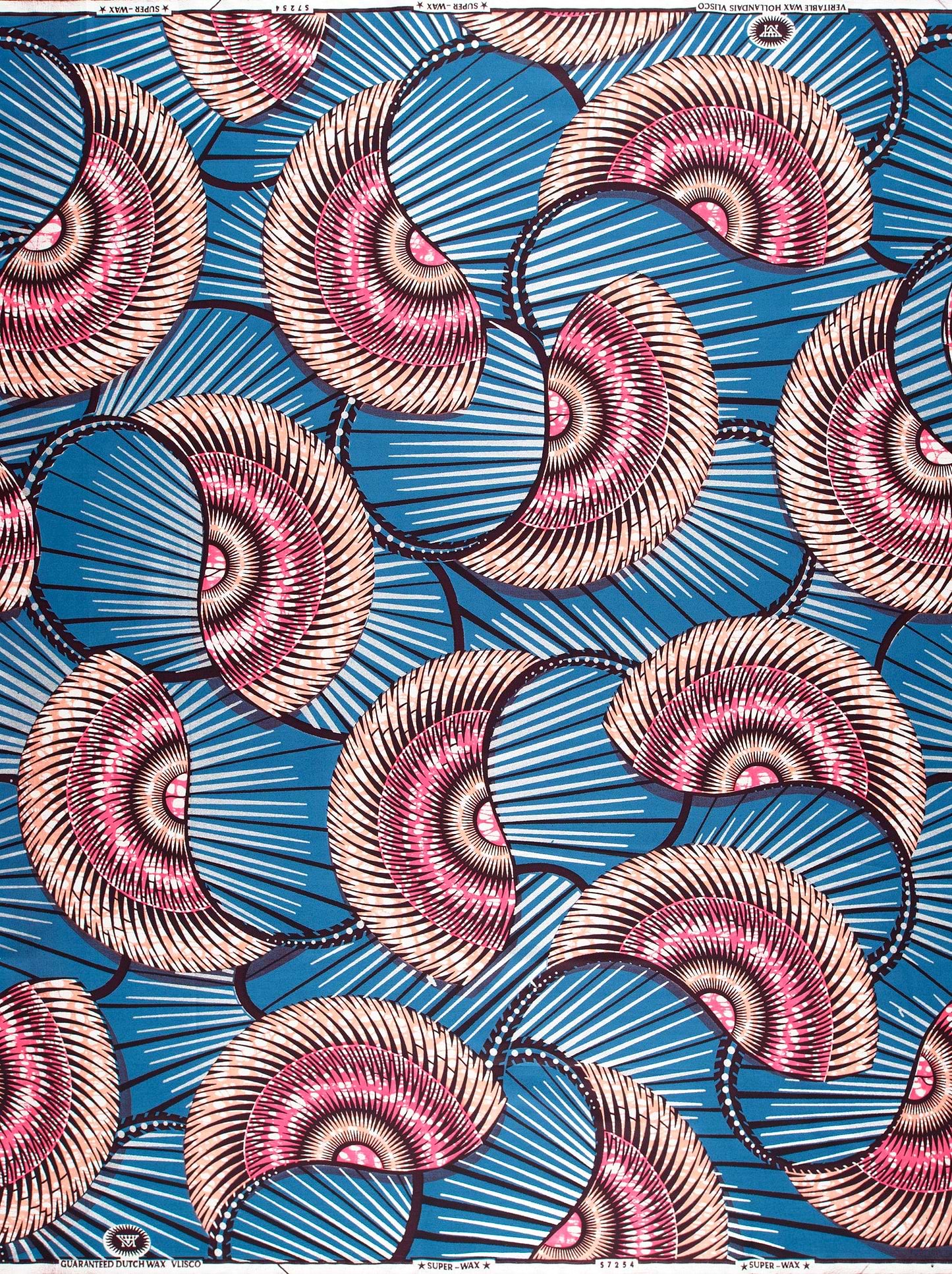 Vibrant blue african print fabric super-wax vls7254.003
