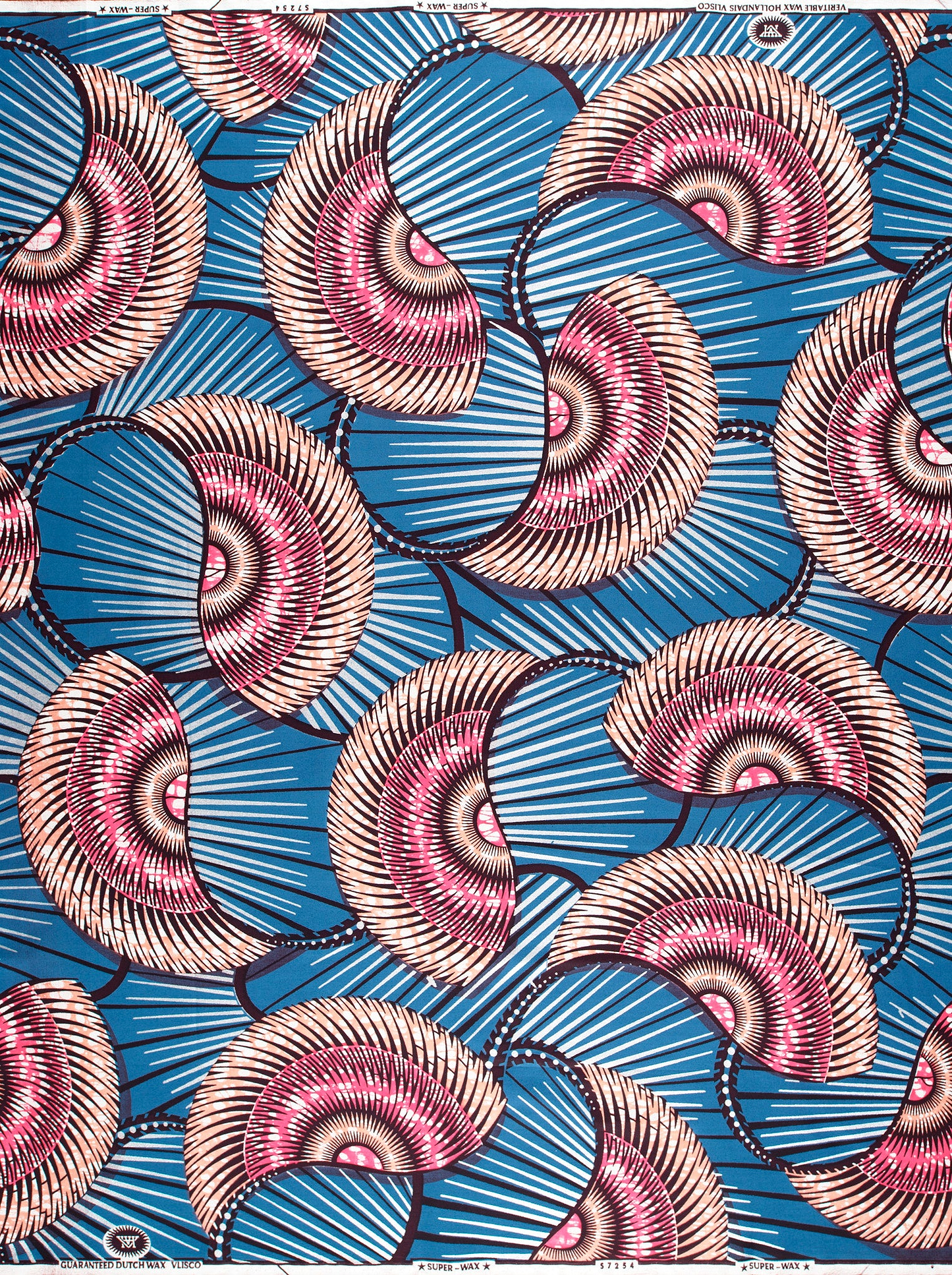 Vibrant blue african print fabric super-wax vls7254.003