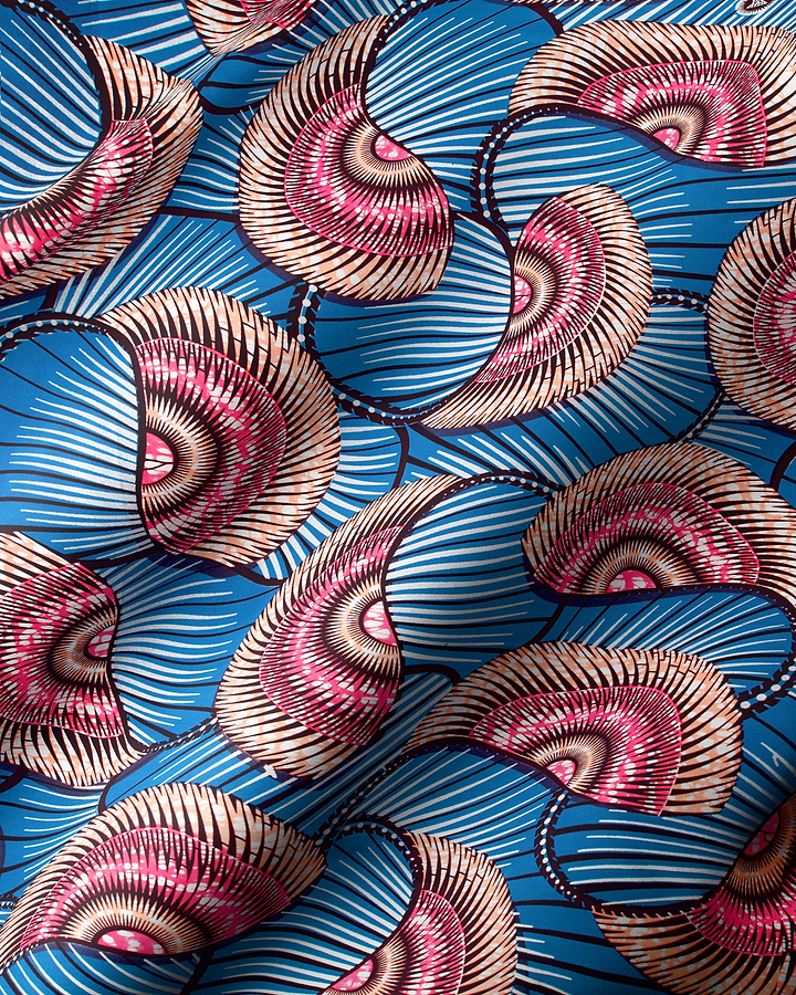 Vibrant blue fabric bold patterns super-wax vls7254.003