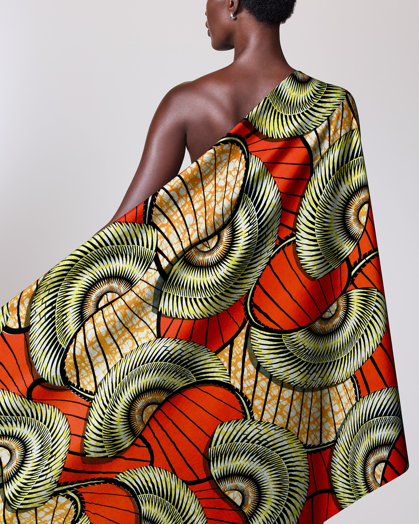 Vibrant one-shoulder wrap dress bold super-wax vls7254.004
