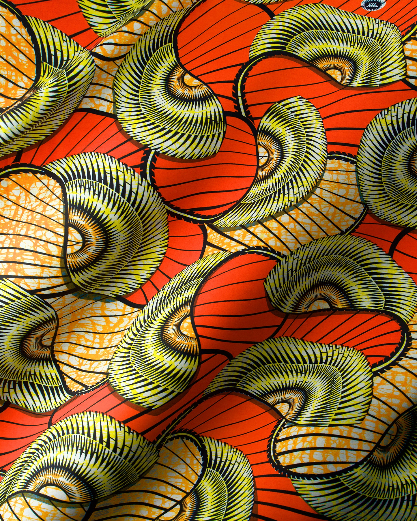Vibrant orange fabric bold green super-wax vls7254.004