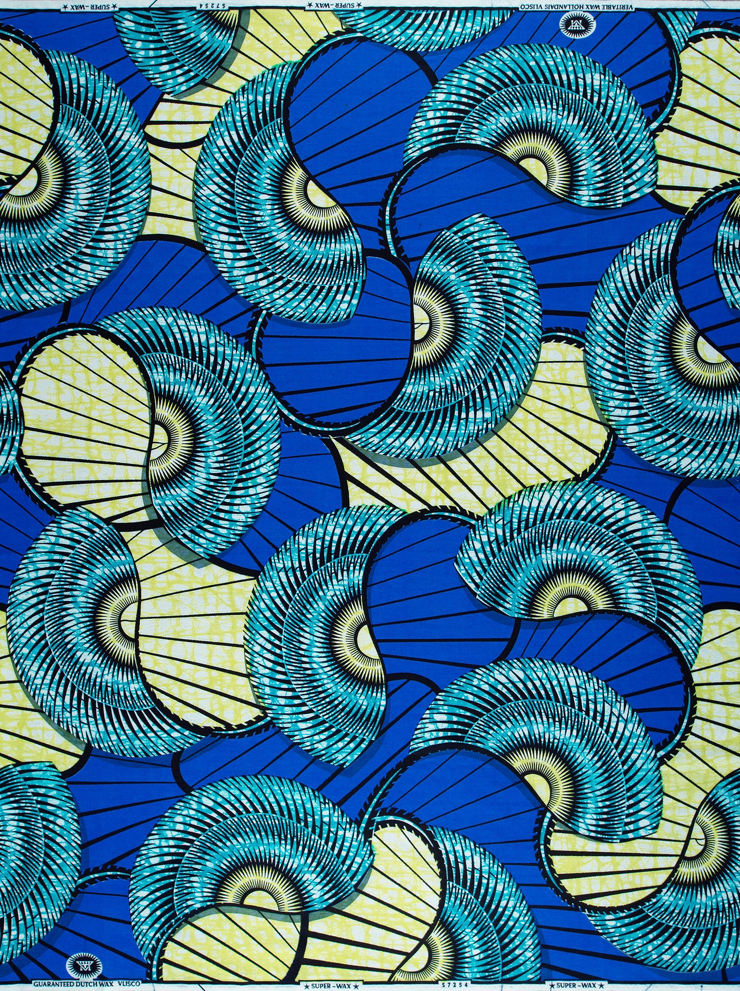 Vibrant blue teal fan-shaped patterns super-wax vls7254.005