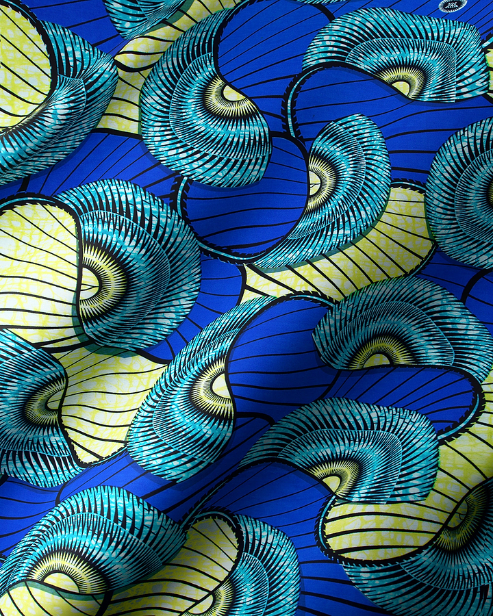 Vibrant blue teal african print super-wax vls7254.005