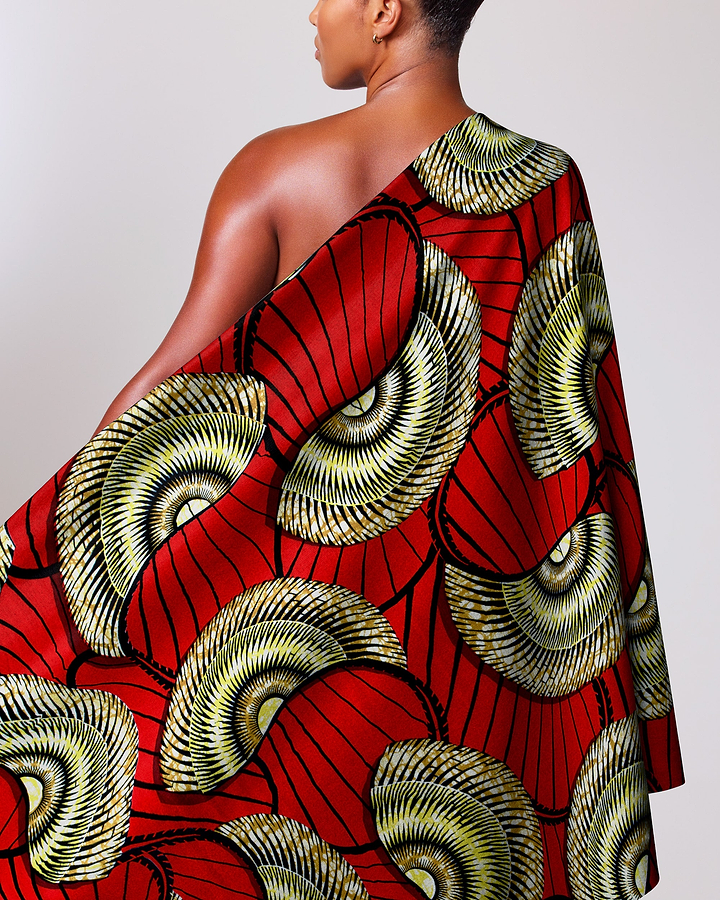 Vibrant red one-shoulder dress bold super-wax vls7254.006