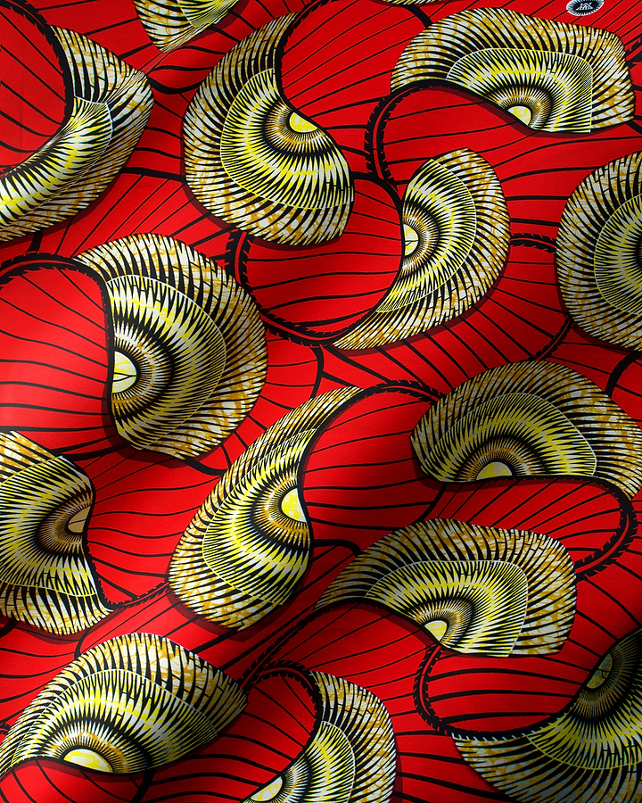 Vibrant red fabric bold patterns super-wax vls7254.006