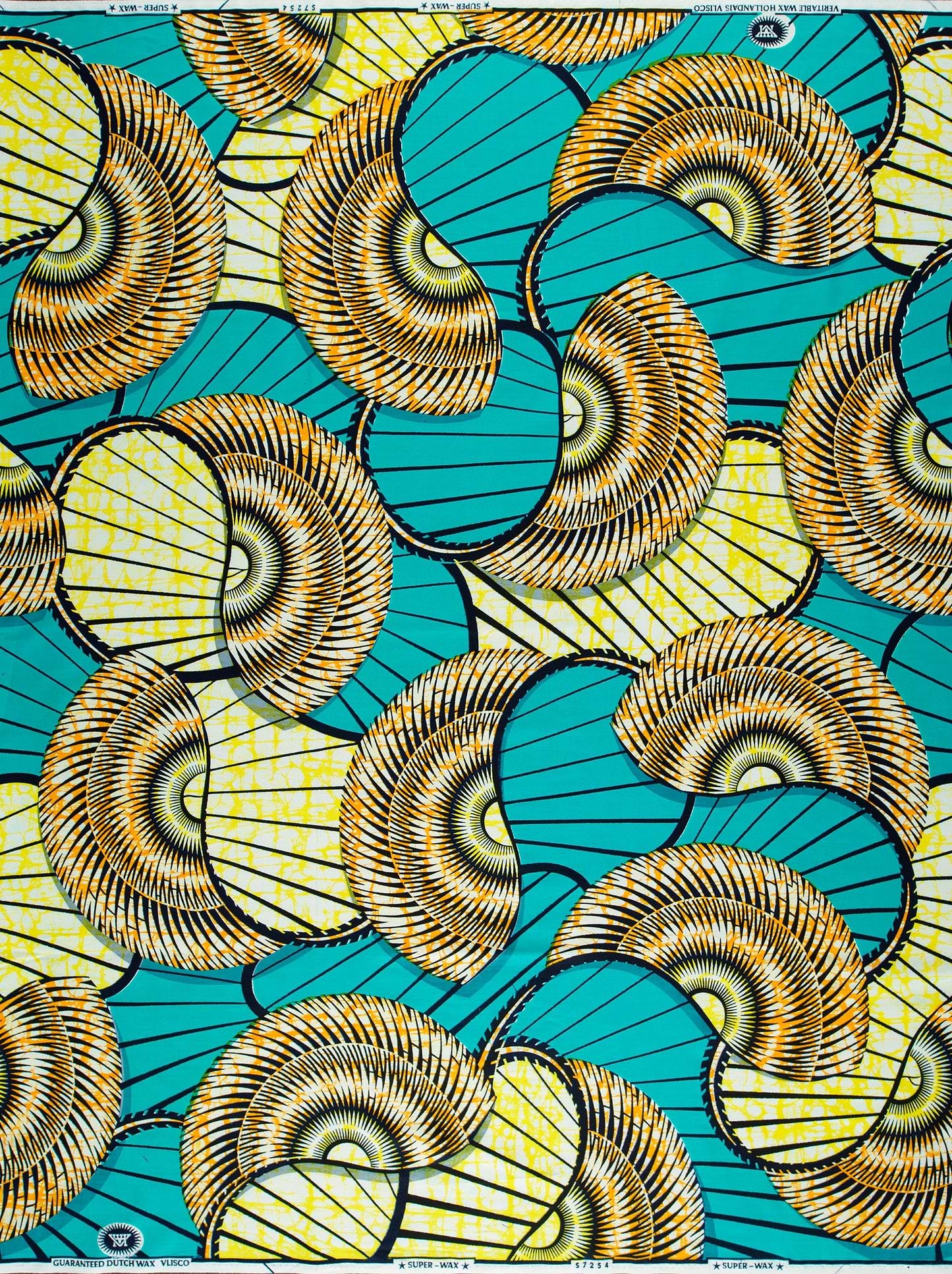Vibrant turquoise yellow african print super-wax vls7254.007