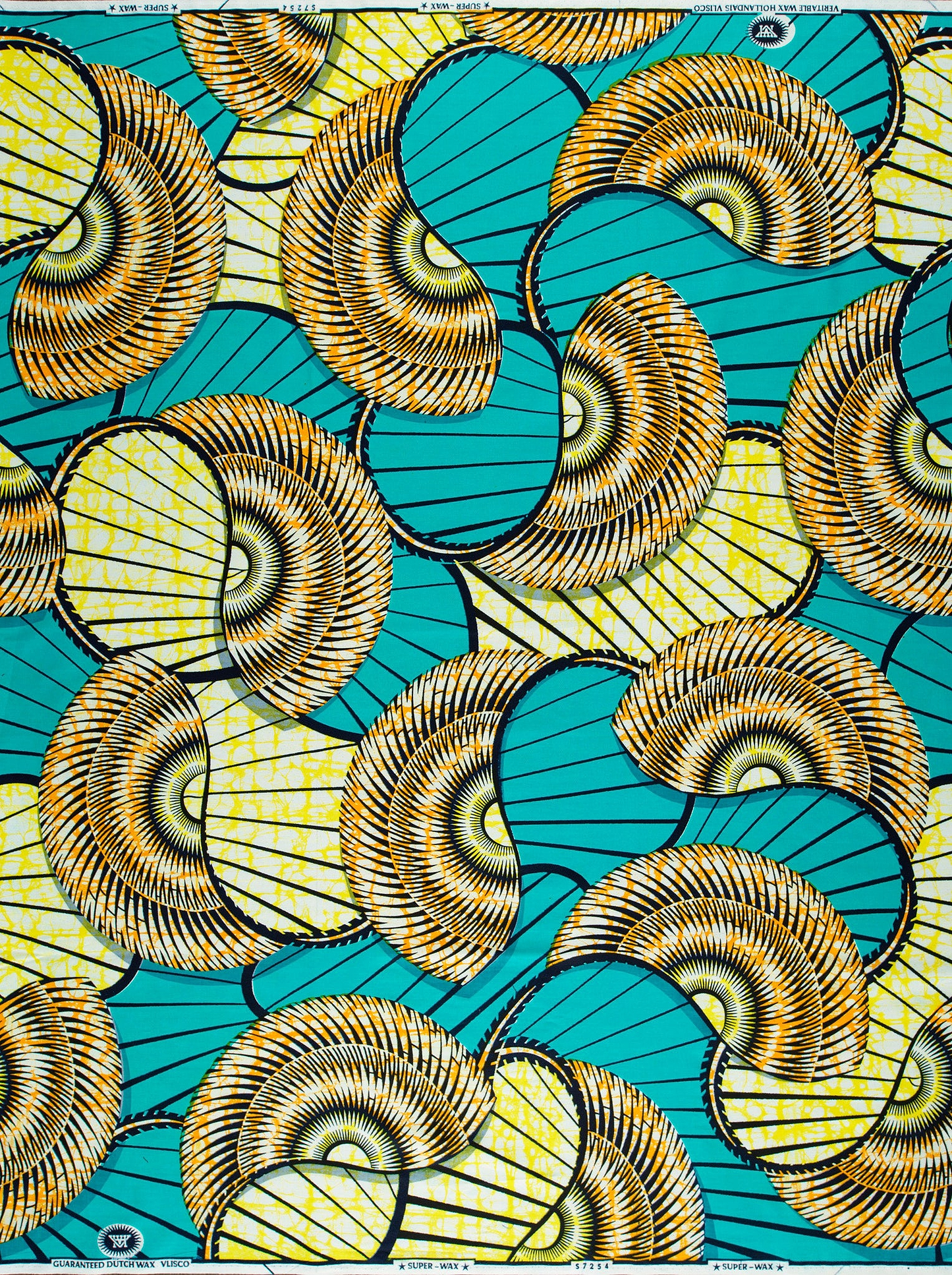 Vibrant turquoise yellow african print super-wax vls7254.007