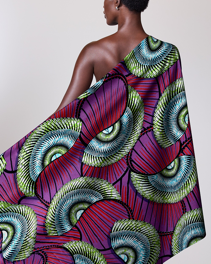 Vibrant purple green patterned fabric super-wax vls7254.008