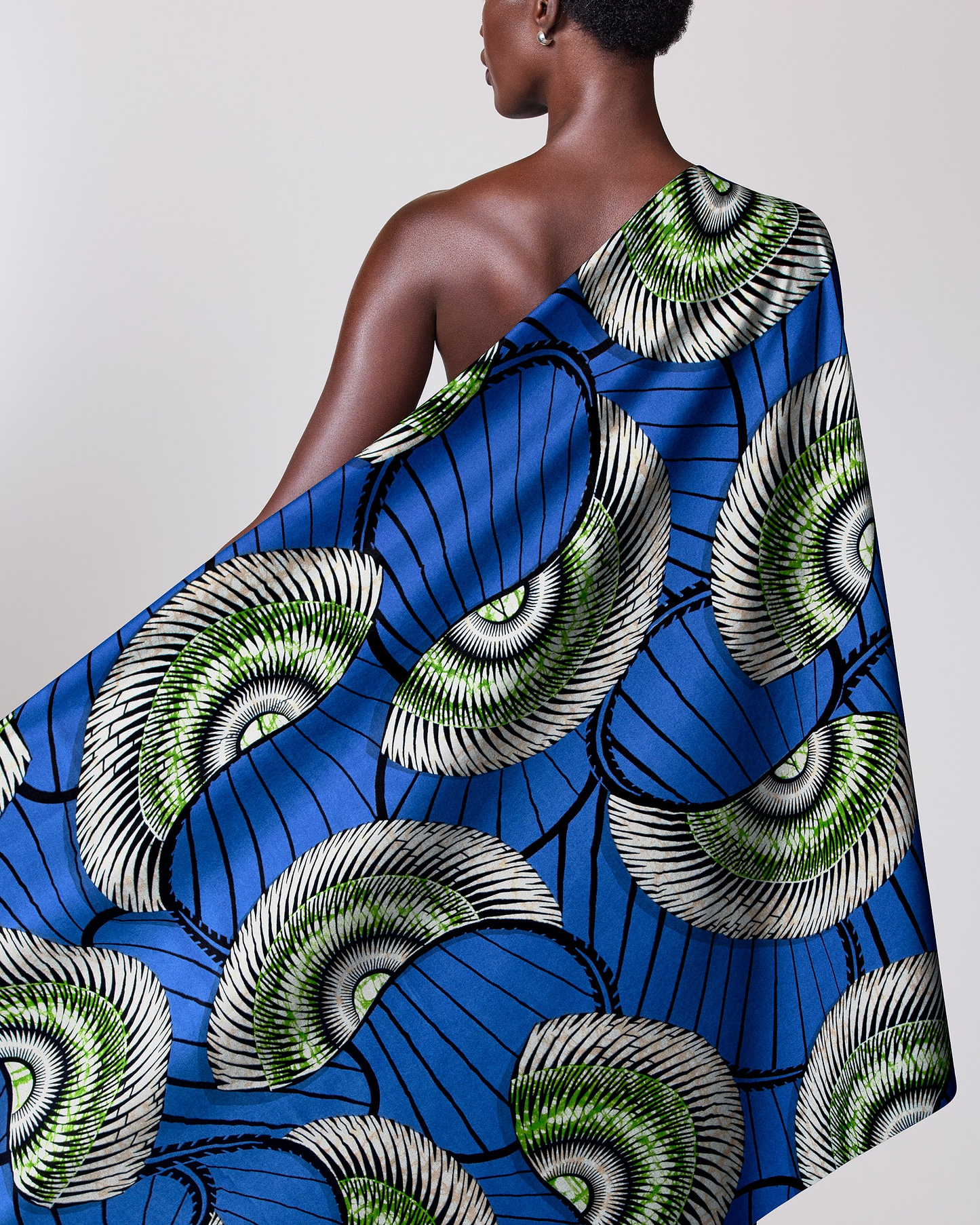 Vibrant blue fabric bold green super-wax vls7254.010