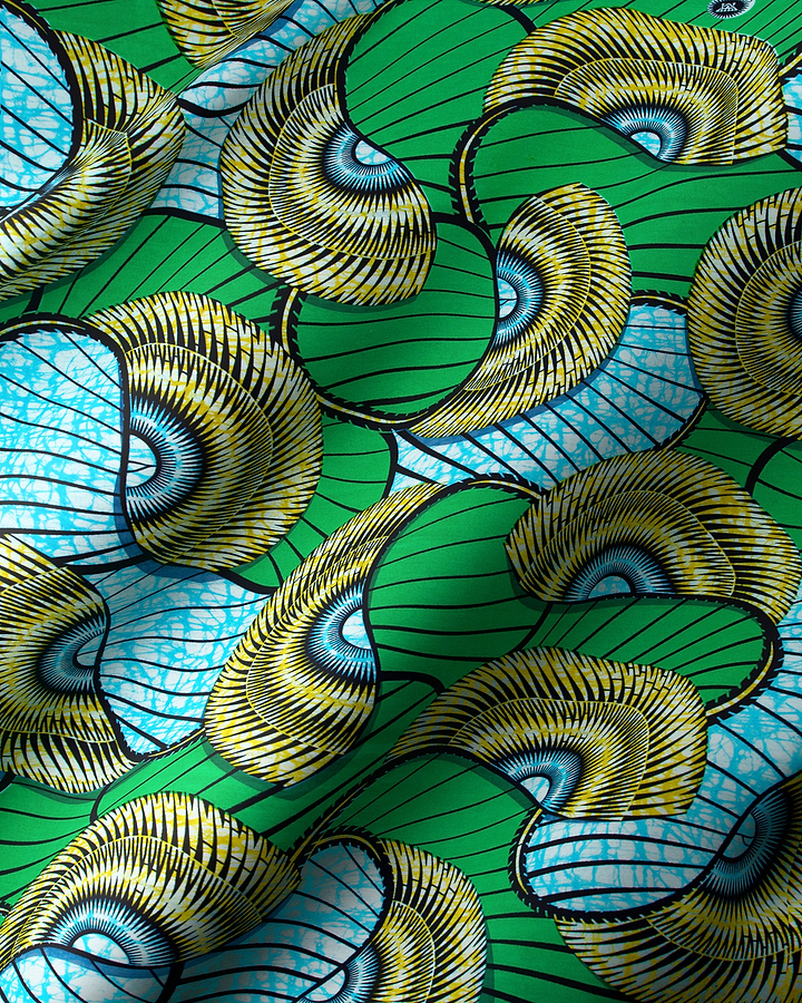 Vibrant green fabric bold patterns super-wax vls7254.011