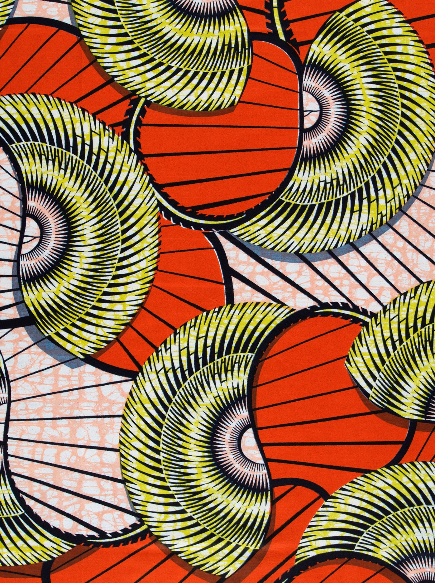 Vibrant orange lime green spiral-patterned super-wax vls7254.013