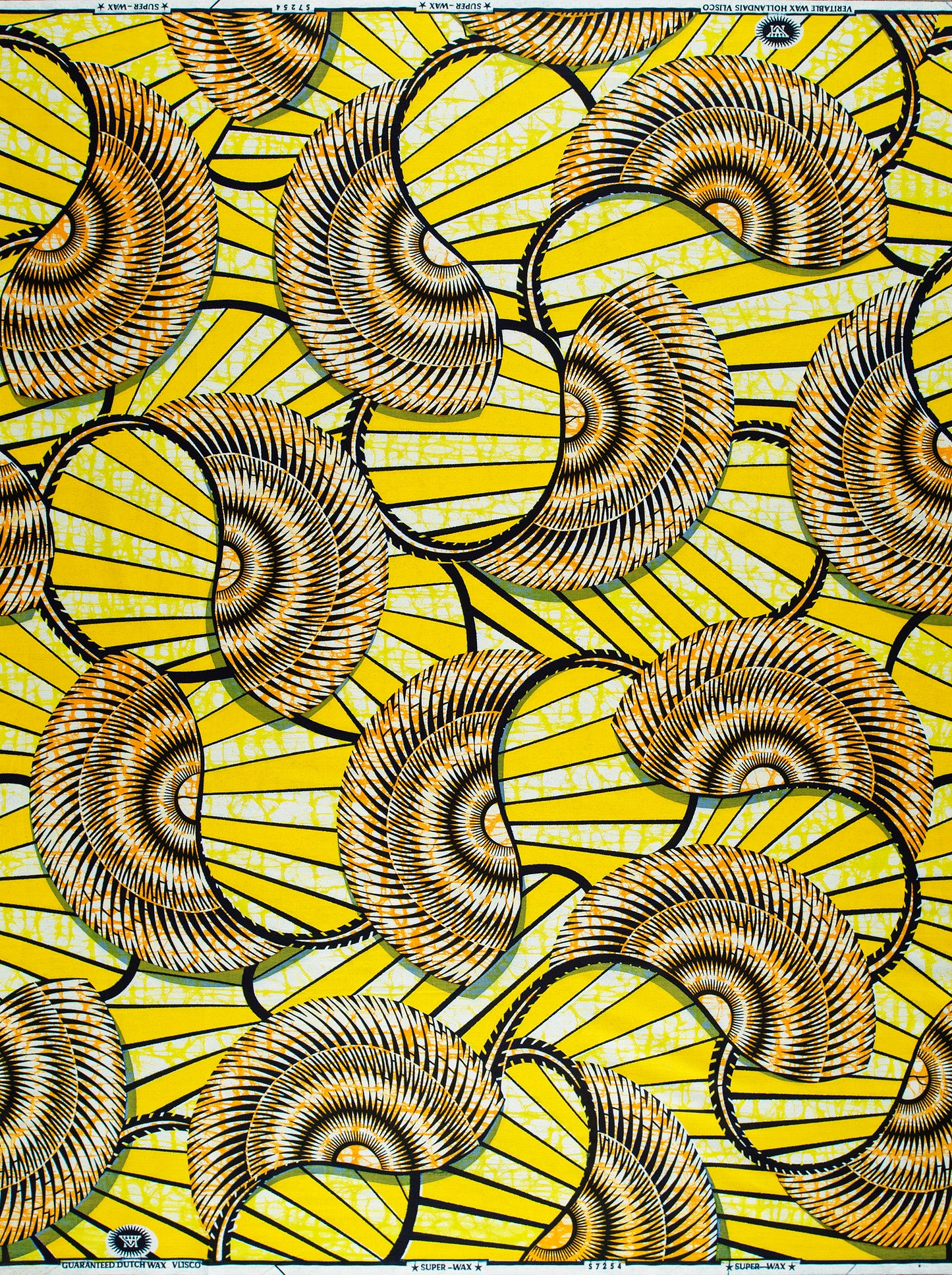 Vibrant yellow fabric bold black super-wax vls7254.016