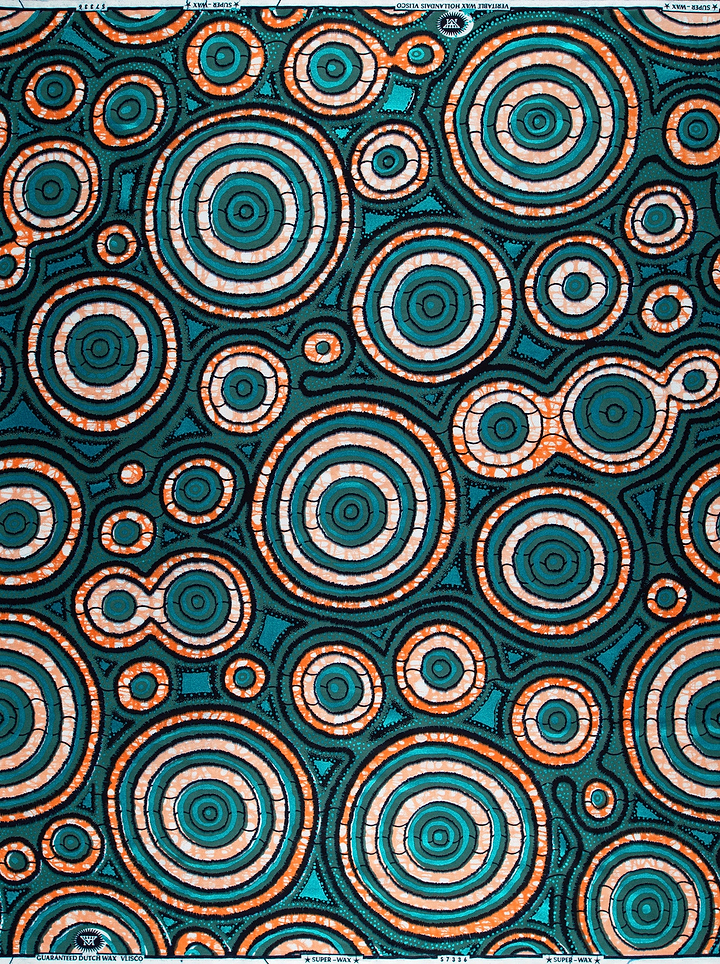 Teal orange concentric circle patterned super-wax vls7336.001