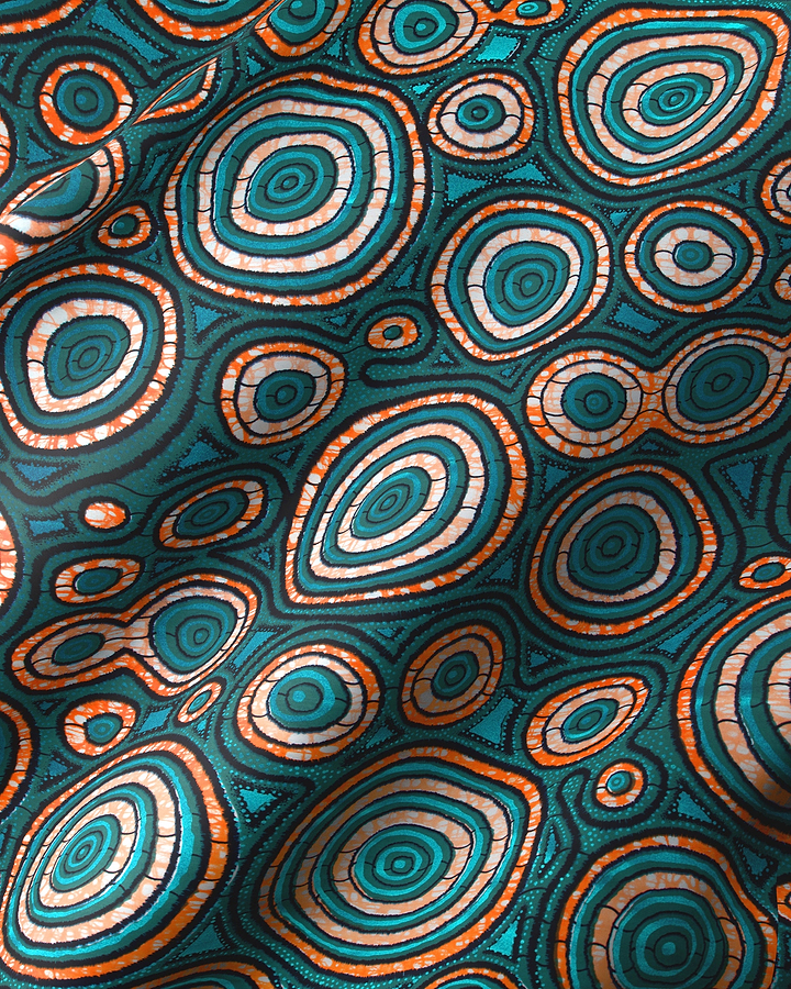 Teal orange concentric circle patterned super-wax vls7336.001