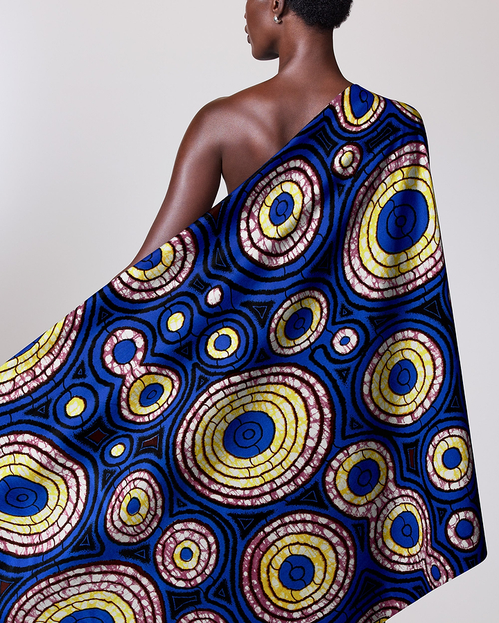 Vibrant blue yellow maroon circular-patterned super-wax vls7336.003
