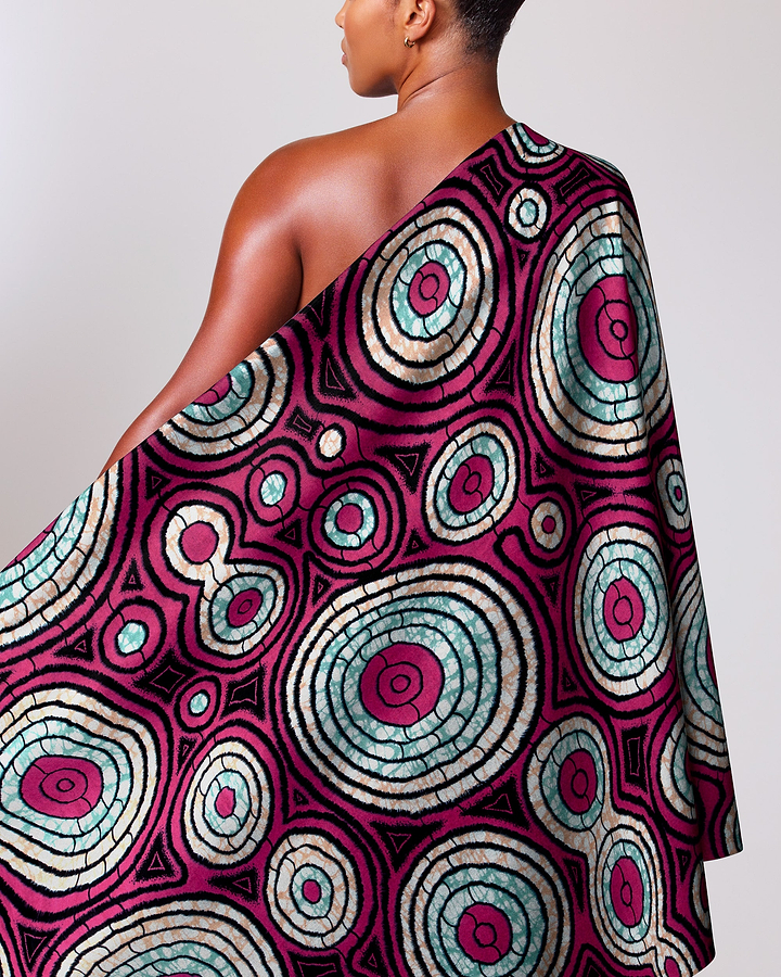 Vibrant one-shoulder wrap dress bold super-wax vls7336.005