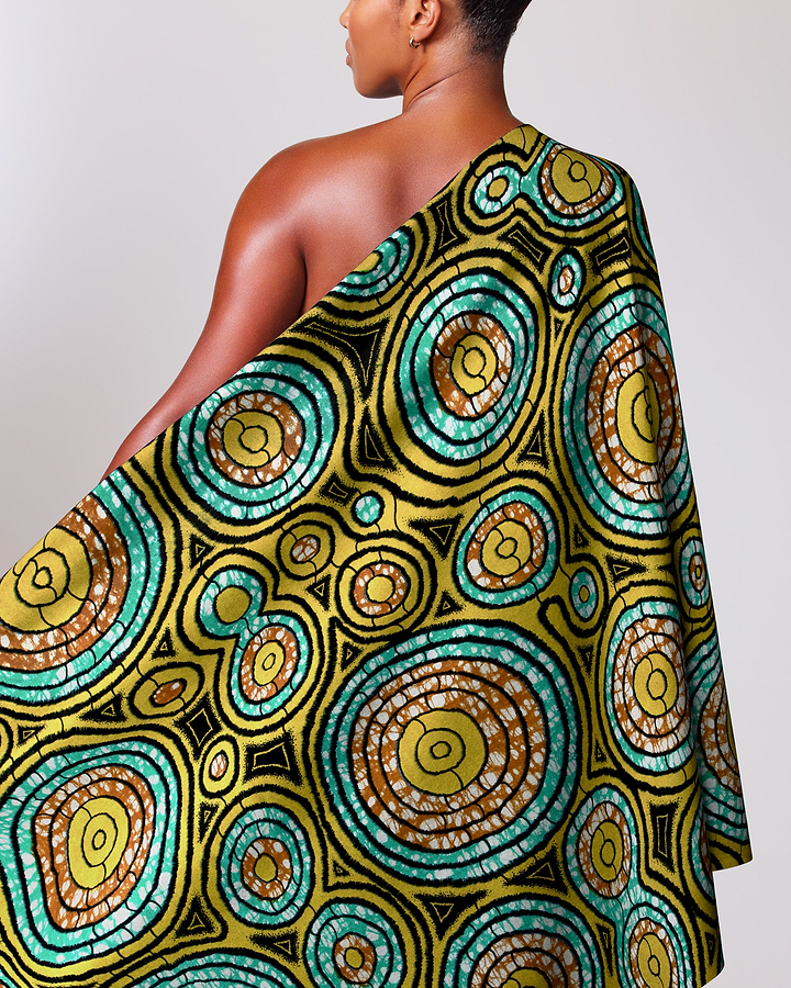 Vibrant one-shoulder wrap dress bold super-wax vls7336.007