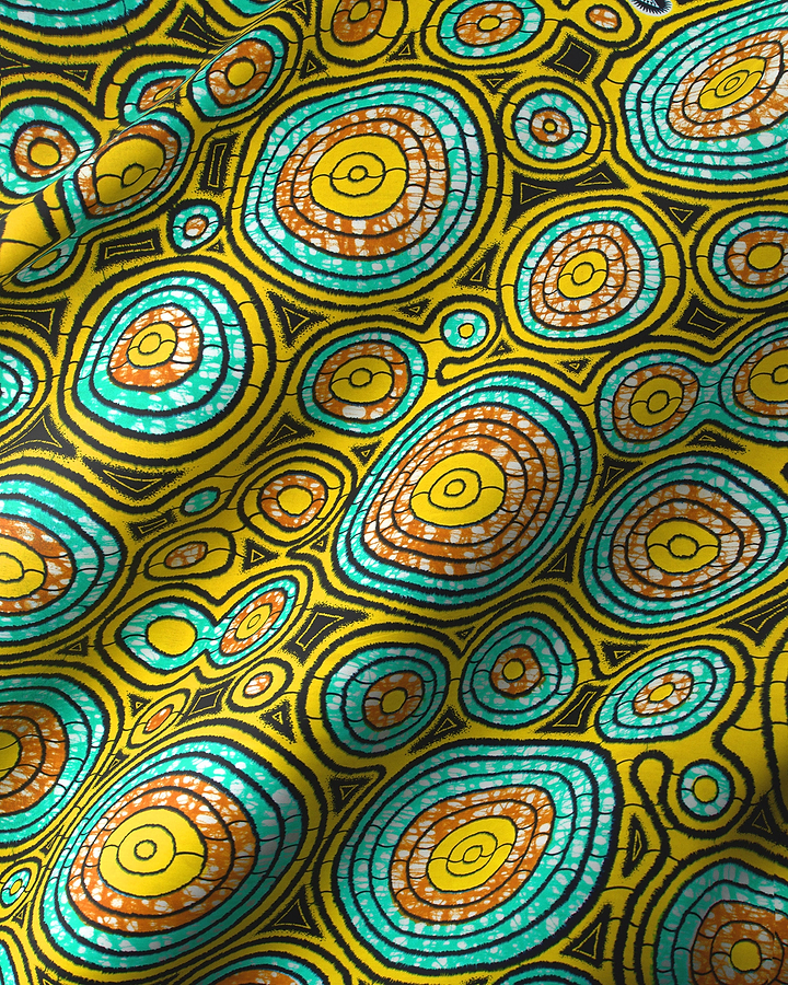 Vibrant yellow fabric bold teal super-wax vls7336.007