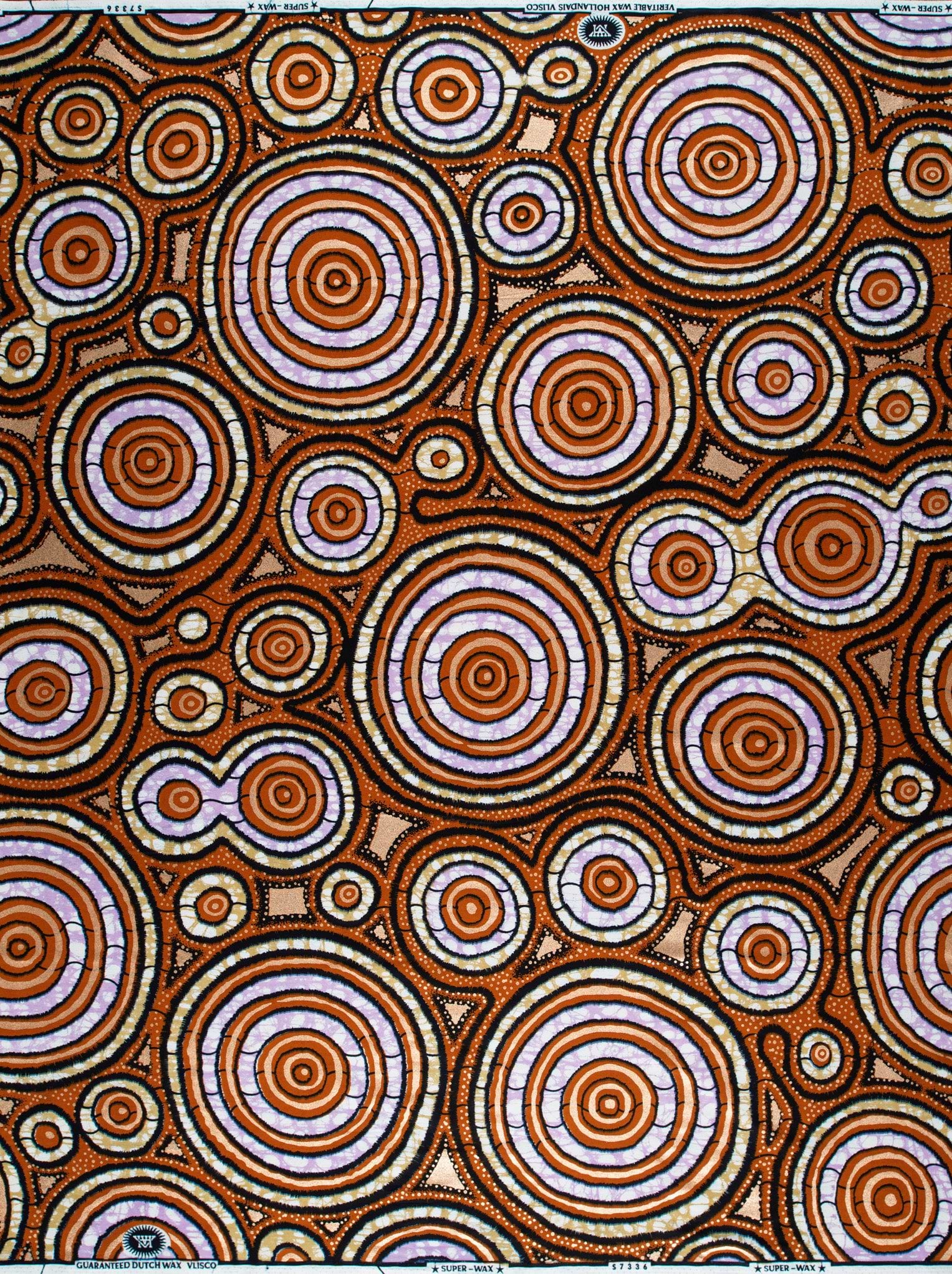 Brown cream circular patterned fabric super-wax vls7336.013
