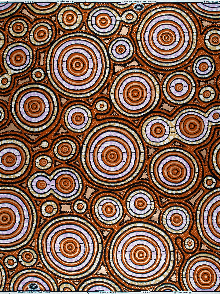Brown cream circular patterned fabric super-wax vls7336.013