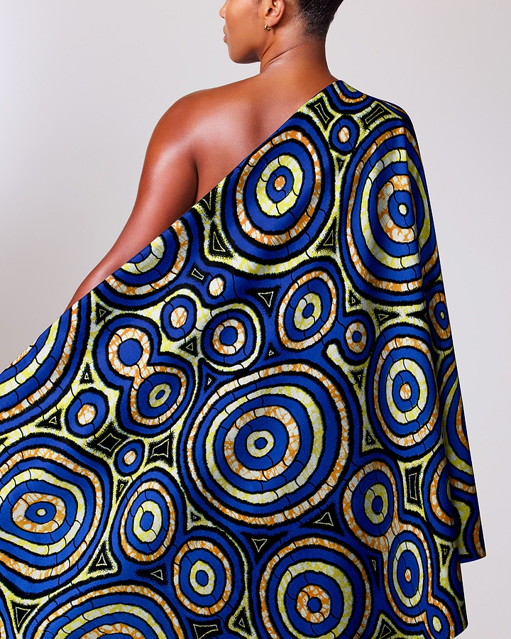 Vibrant one-shoulder wrap dress bold super-wax vls7336.015