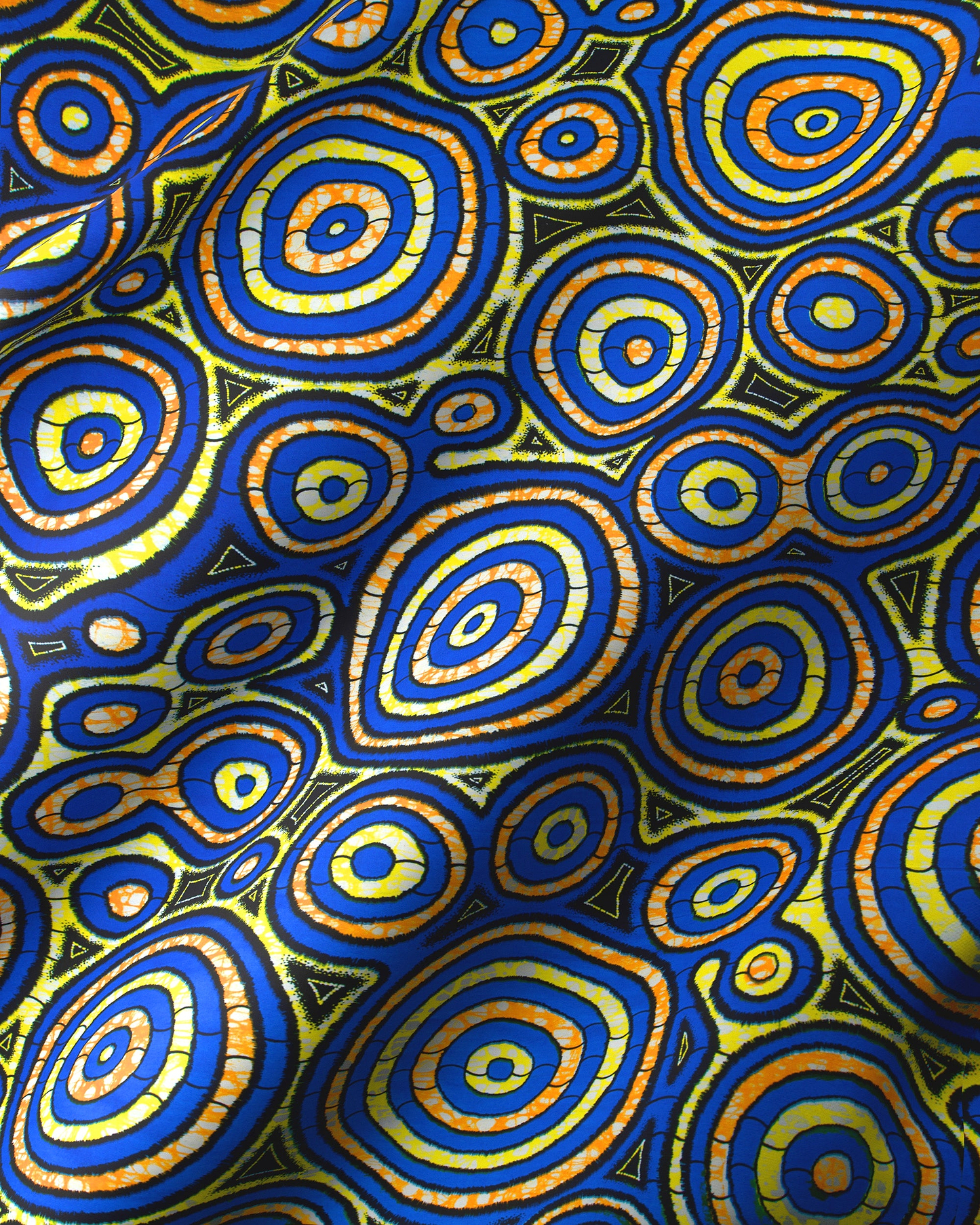Vibrant blue yellow circular patterned super-wax vls7336.015