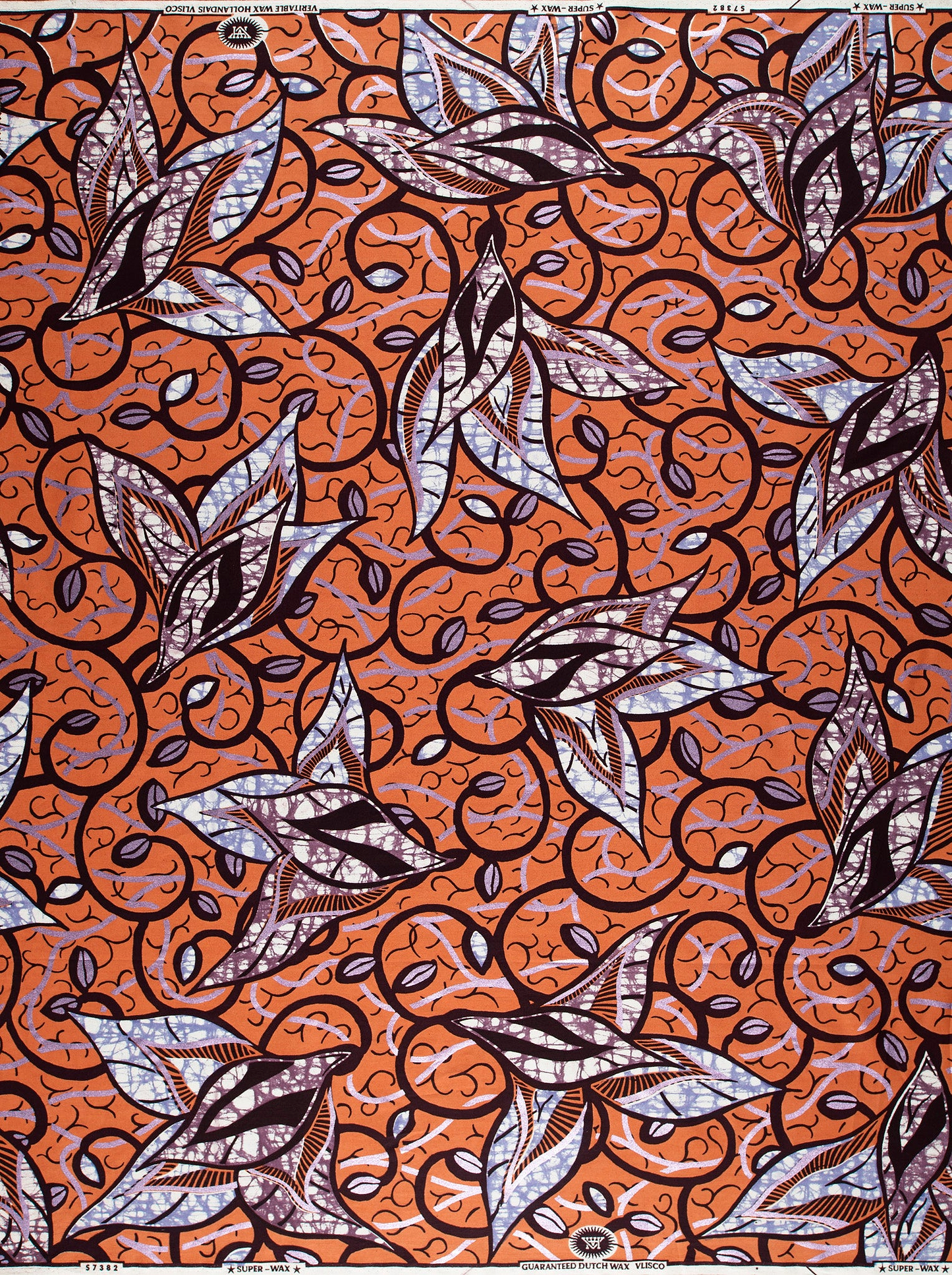 Vibrant orange african print fabric super-wax vls7382.007