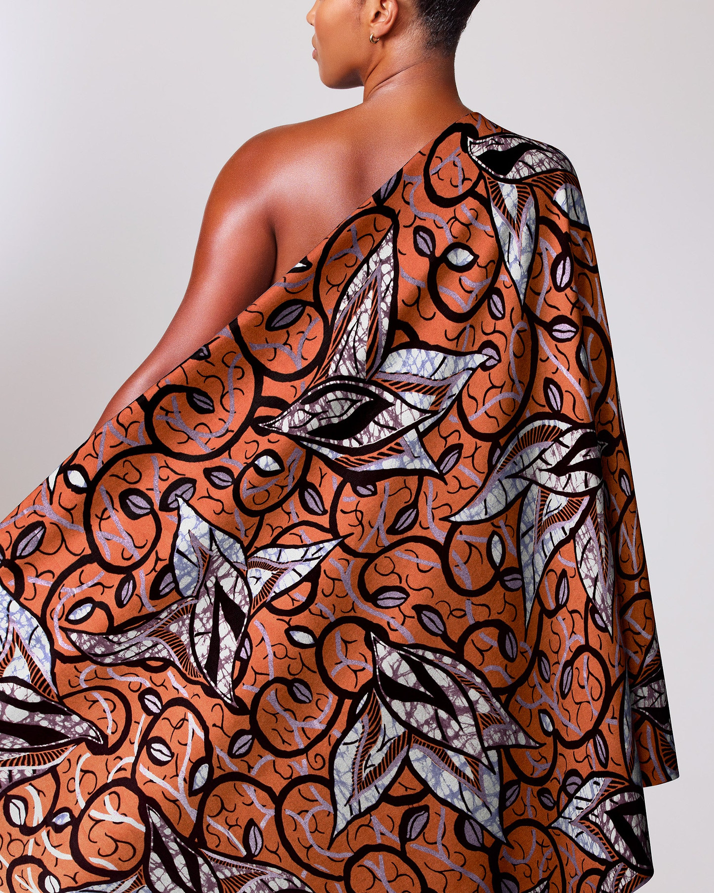 One-shoulder wrap dress vibrant orange super-wax vls7382.007