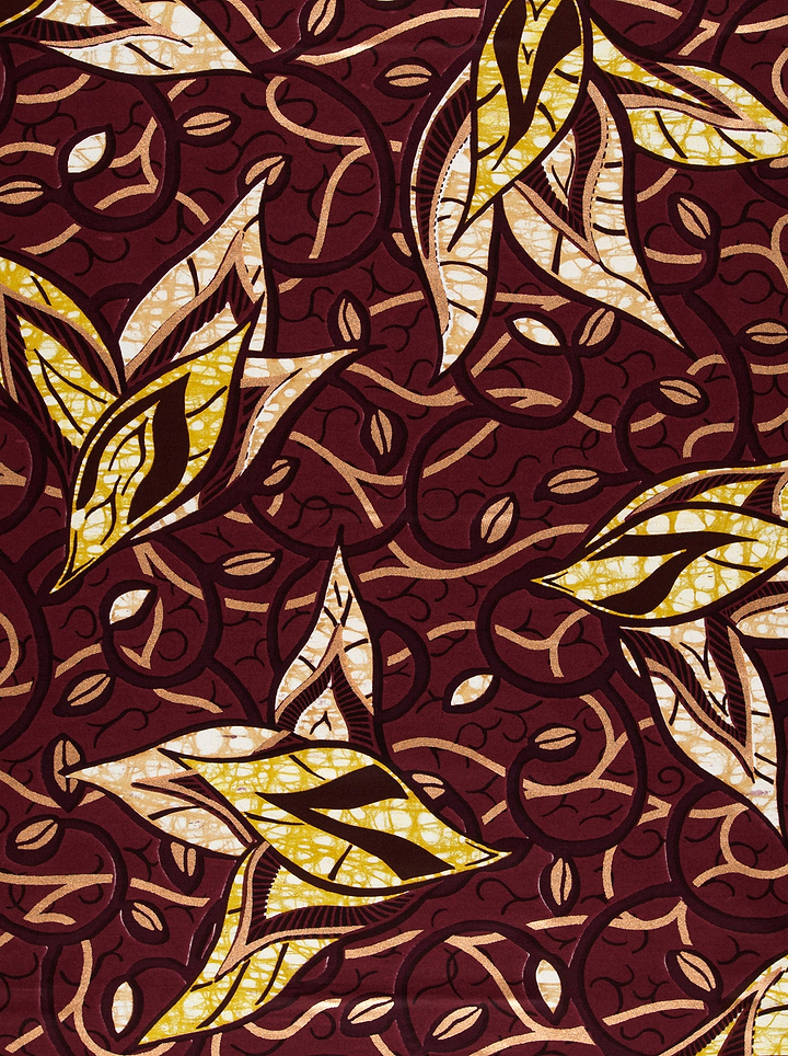 Rich maroon fabric adorned intricate super-wax vls7382.009