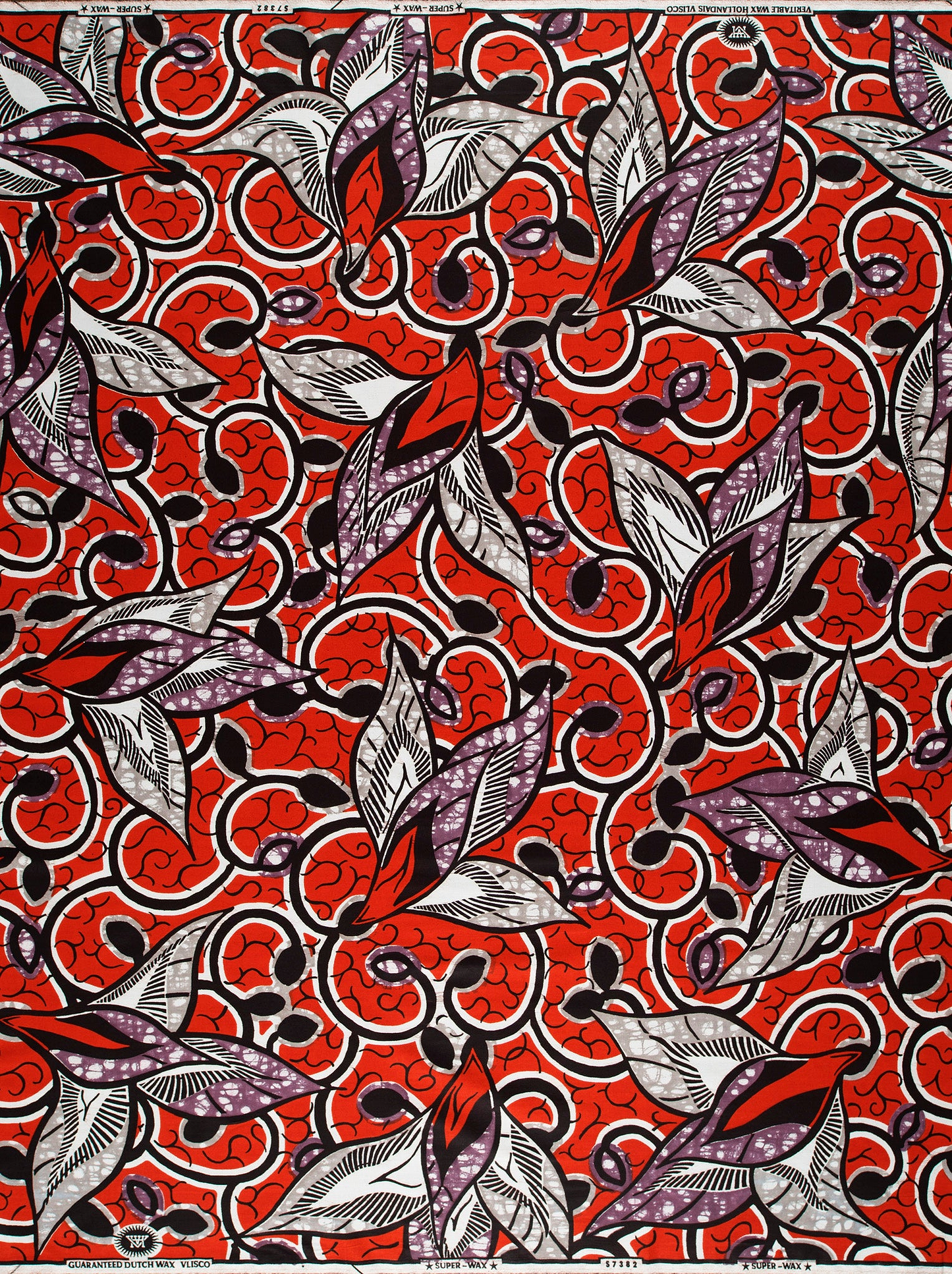 Vibrant red african print fabric super-wax vls7382.012