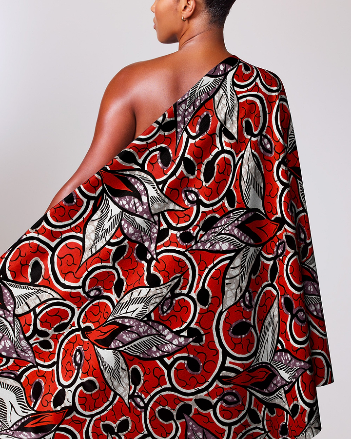 Vibrant red black white patterned super-wax vls7382.012