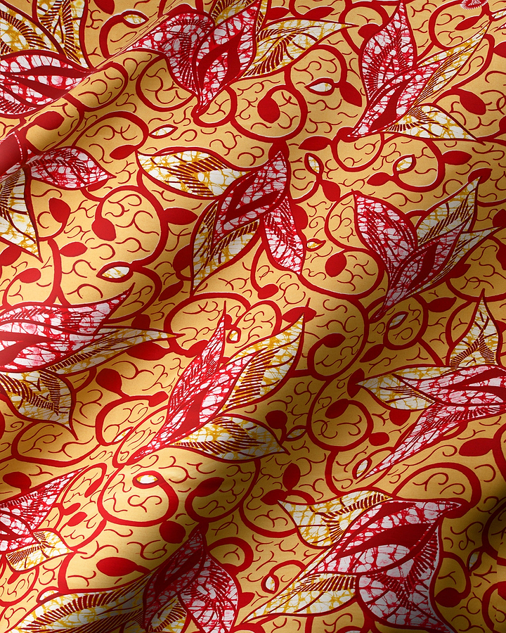 Vibrant orange fabric intricate red super-wax vls7382.014