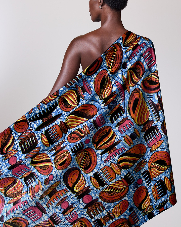 Vibrant blue african print fabric grand super-wax vls7429.002