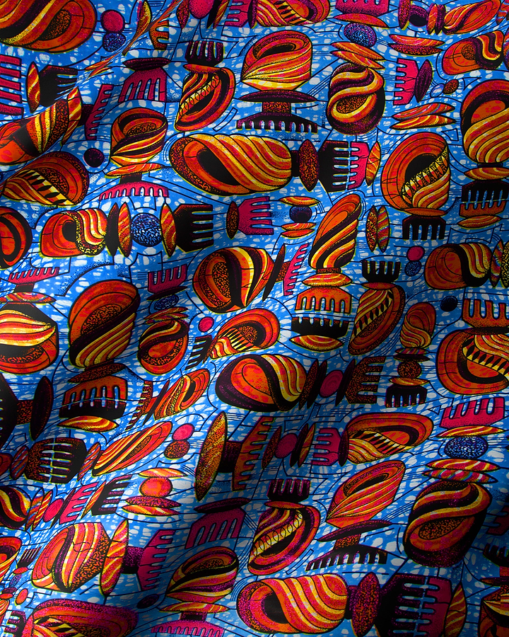 Vibrant blue fabric bold pattern grand super-wax vls7429.002