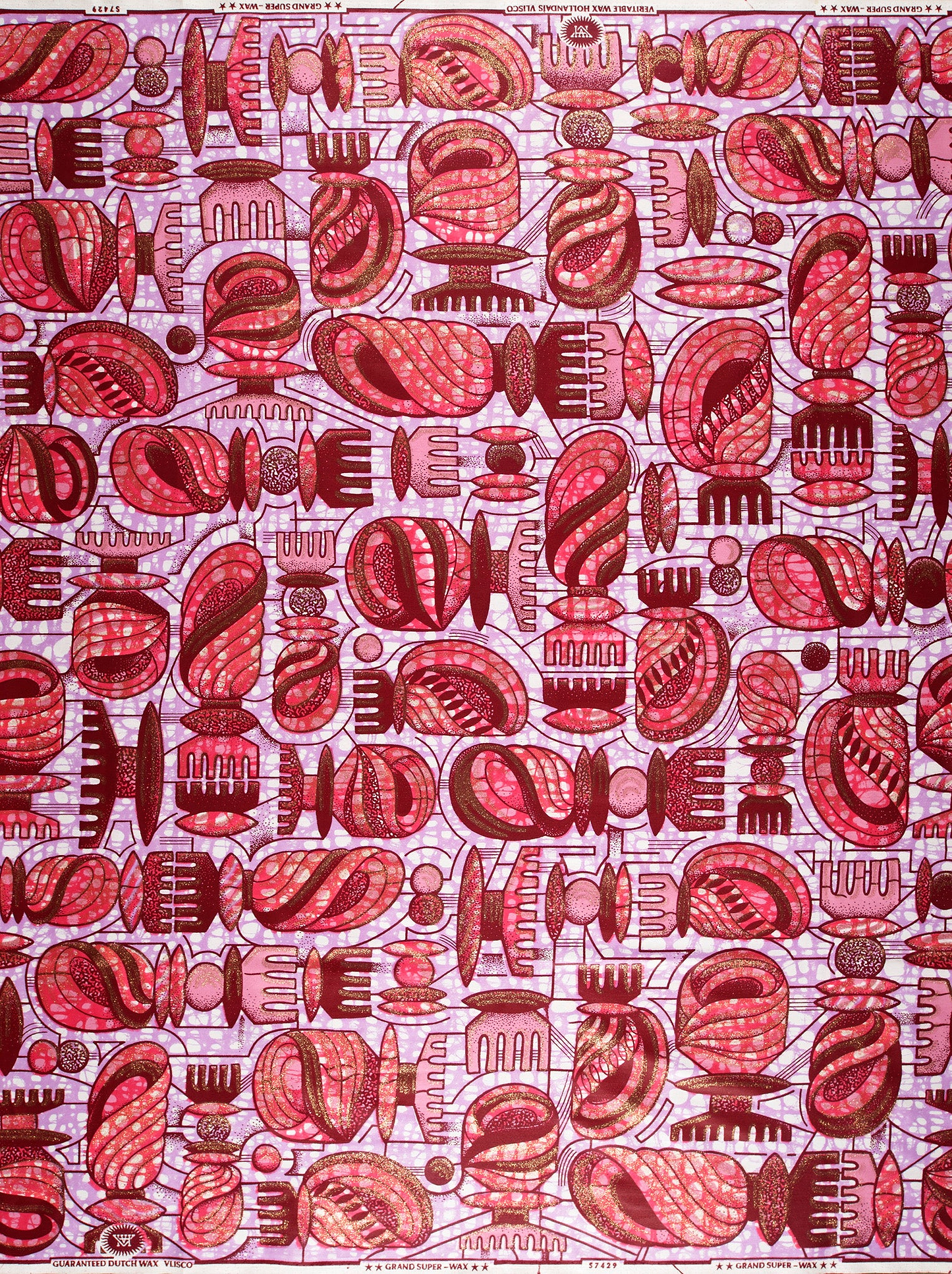 Vibrant red pink abstract patterned grand super-wax vls7429.003