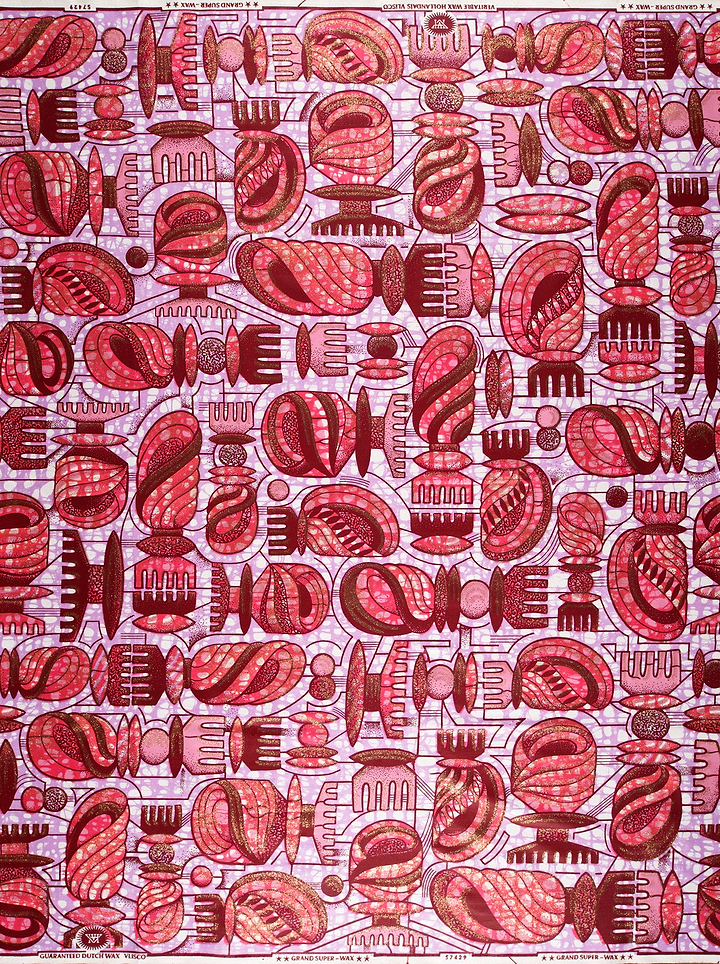 Vibrant red pink abstract patterned grand super-wax vls7429.003
