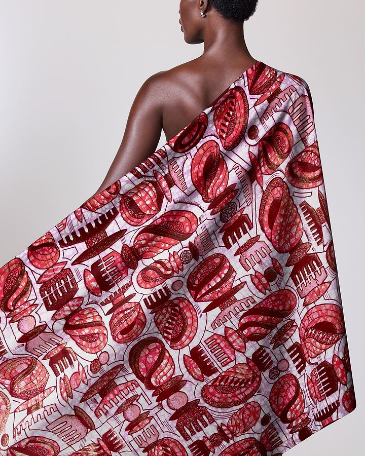 One-shoulder wrap dress vibrant red grand super-wax vls7429.003