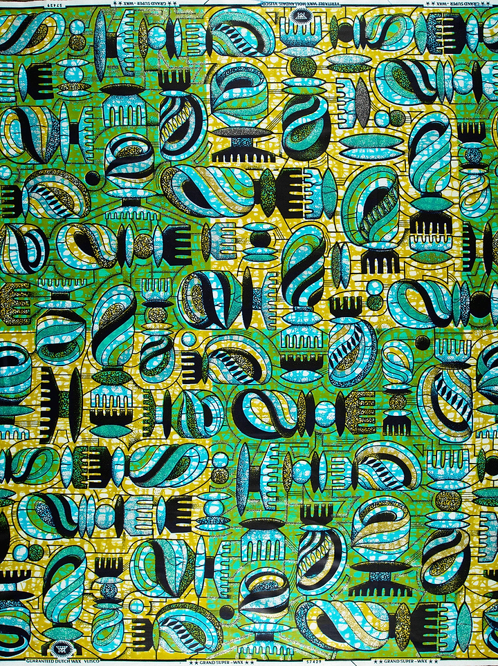 Vibrant green teal abstract patterned grand super-wax vls7429.005