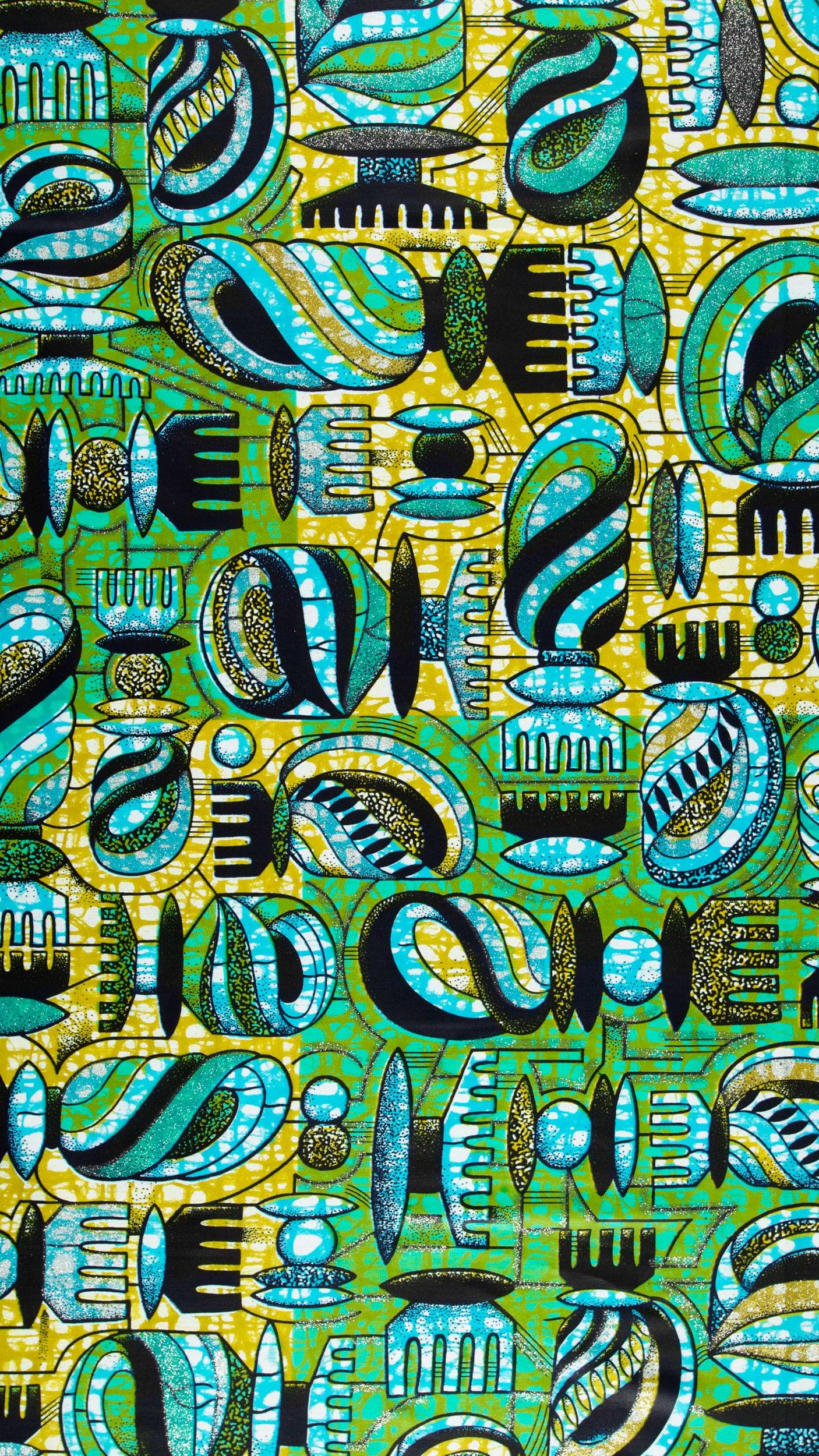 Vibrant green teal abstract patterned grand super-wax vls7429.005