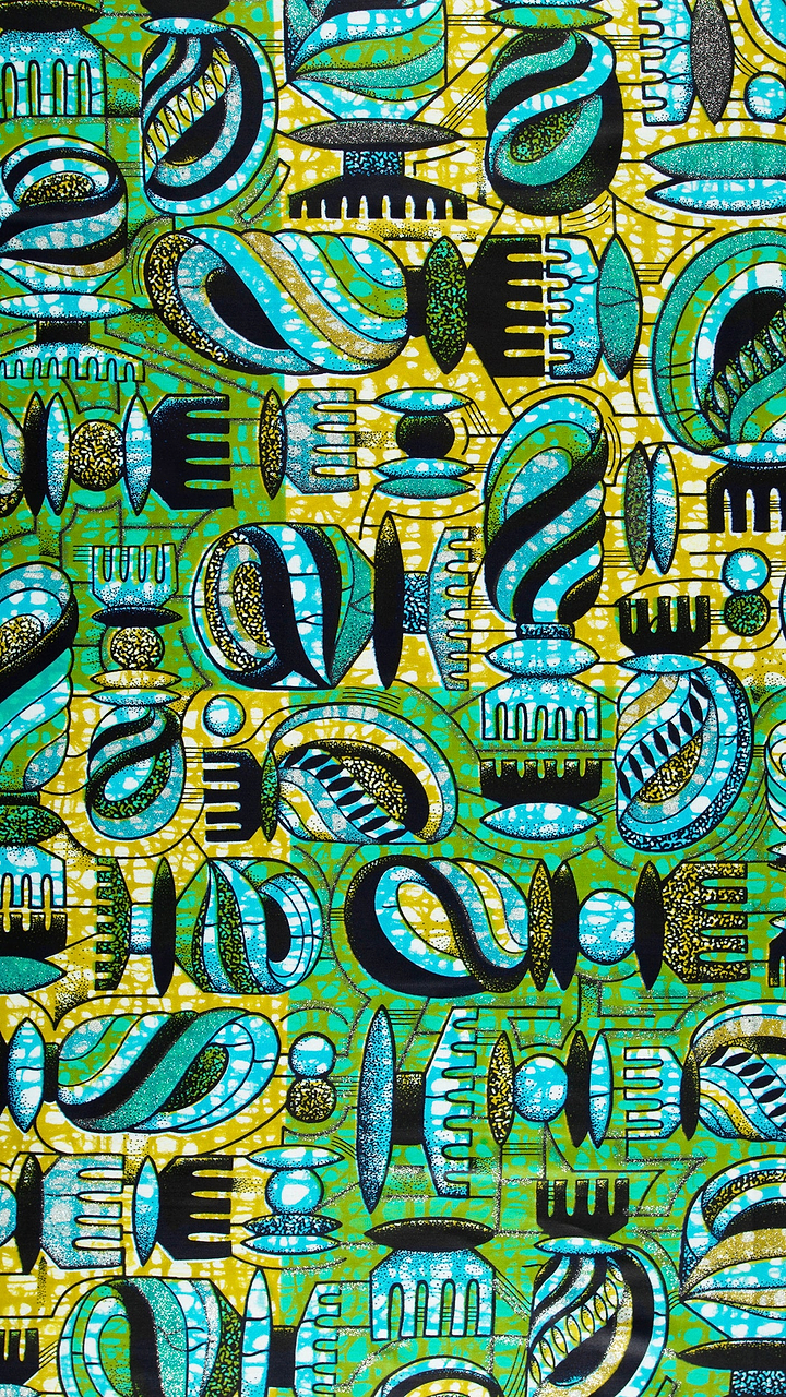 Vibrant green teal abstract patterned grand super-wax vls7429.005