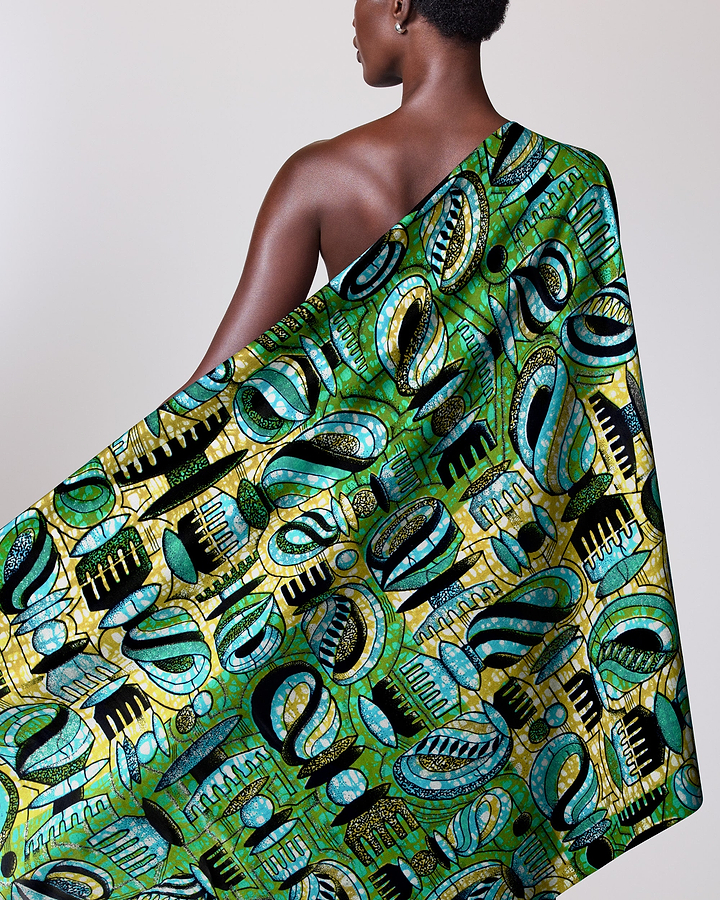 Vibrant green teal patterned fabric grand super-wax vls7429.005