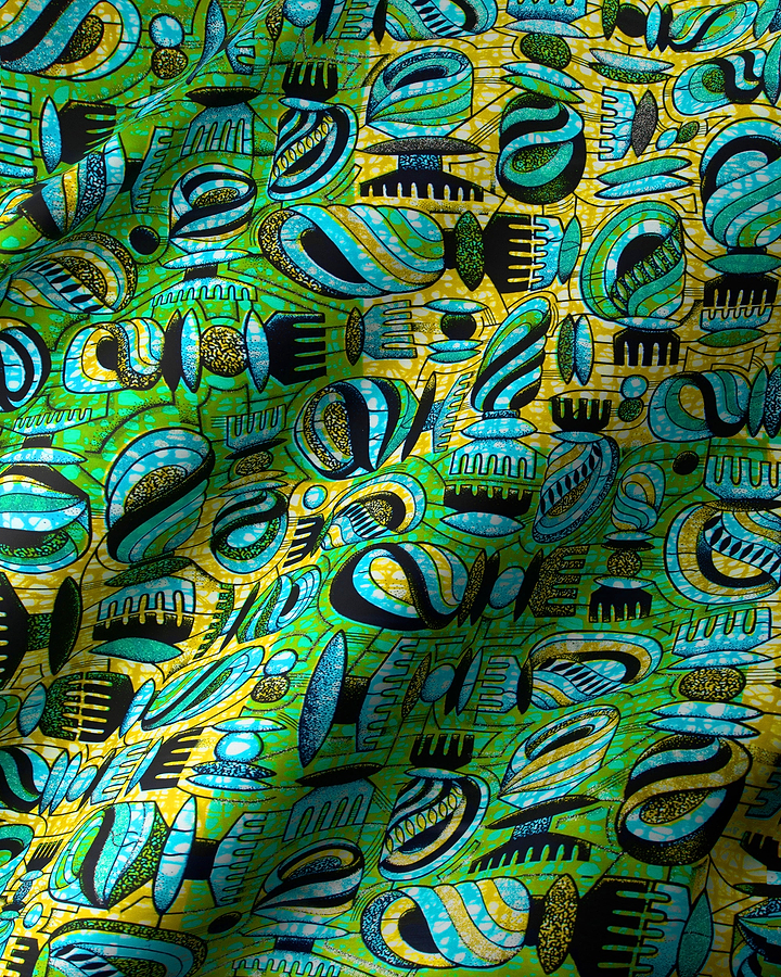 Vibrant green yellow fabric bold grand super-wax vls7429.005