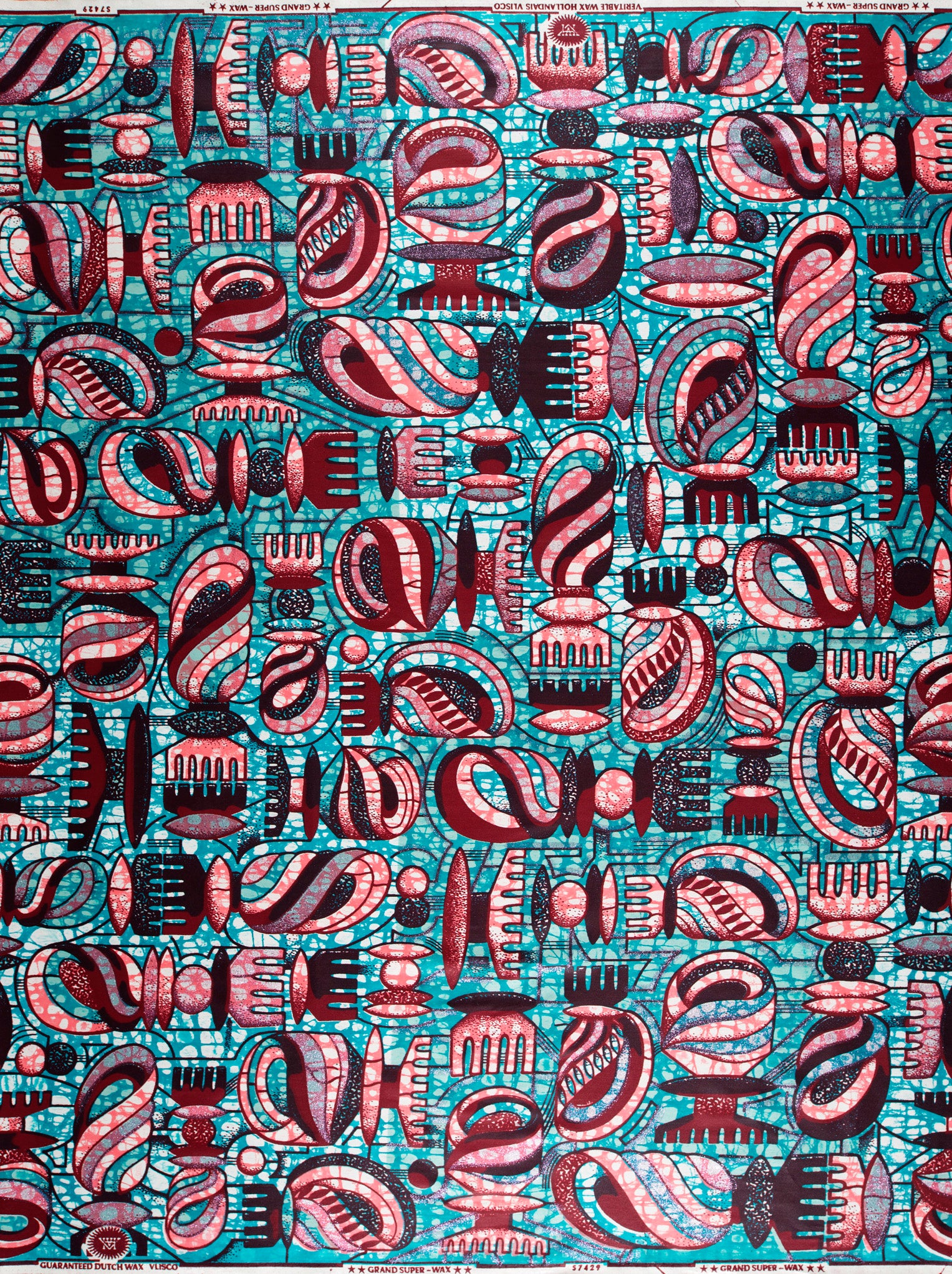 Vibrant turquoise fabric bold abstract grand super-wax vls7429.006