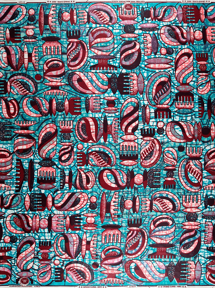 Vibrant turquoise fabric bold abstract grand super-wax vls7429.006