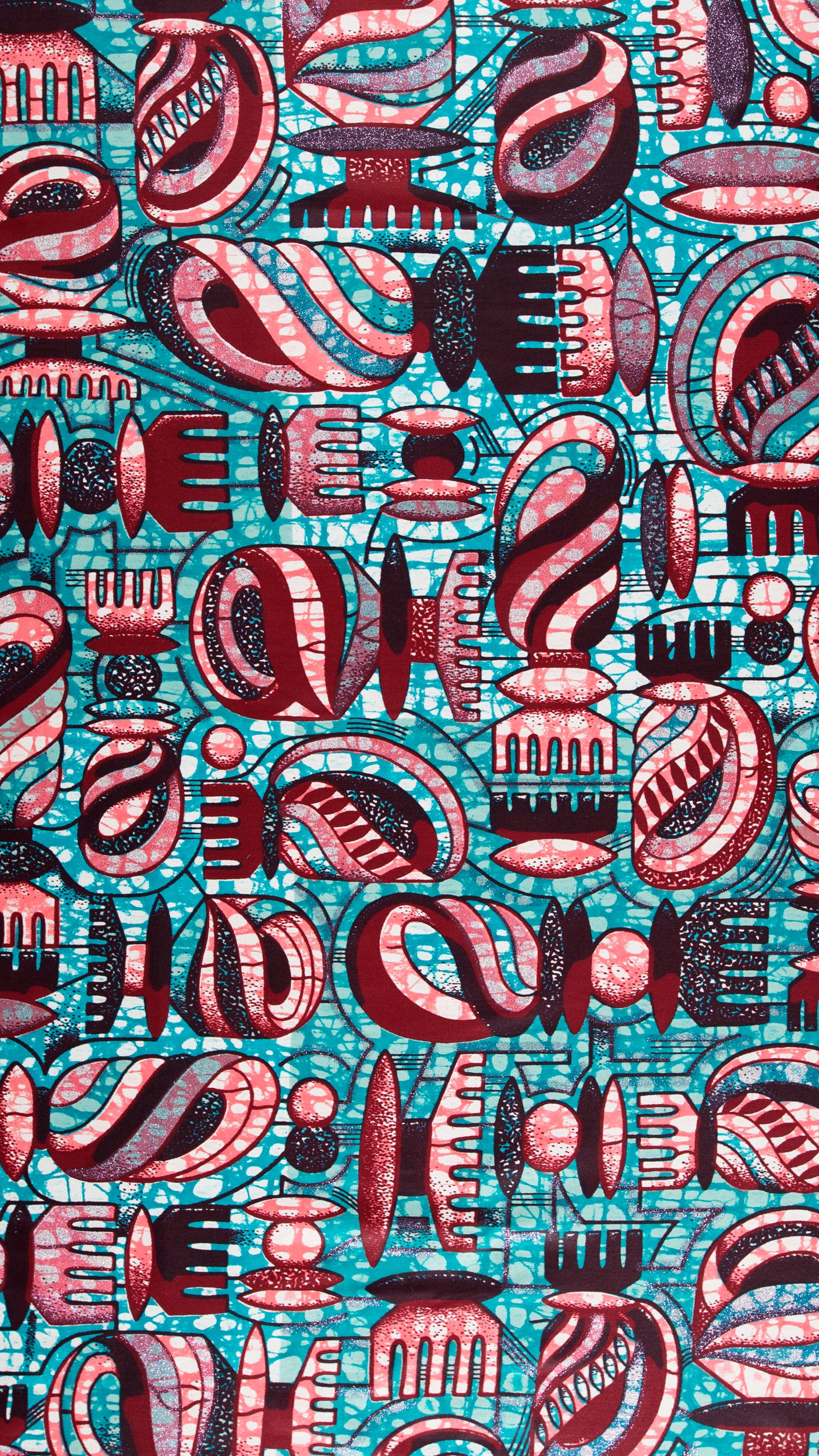 Vibrant turquoise deep red abstract grand super-wax vls7429.006
