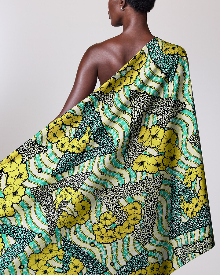 Vibrant one-shoulder wrap dress bold super-wax vls7465.002